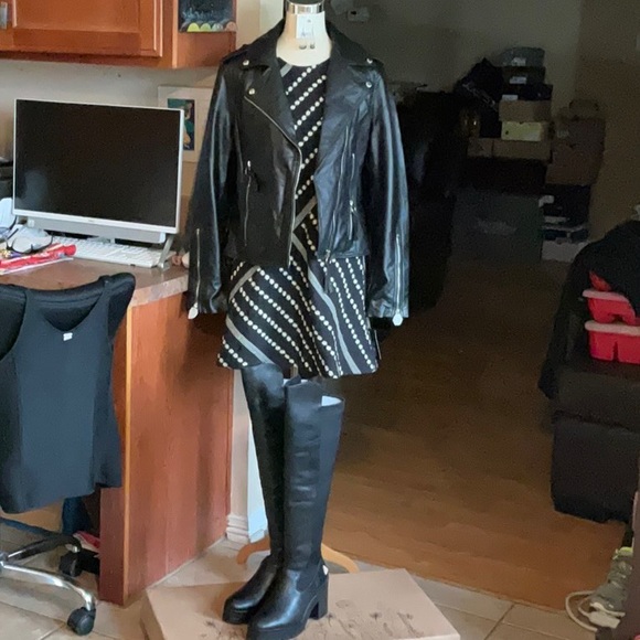 Sam Edelman Black Lamb Leather Moto Jacket Size M, NWT - Picture 5 of 16